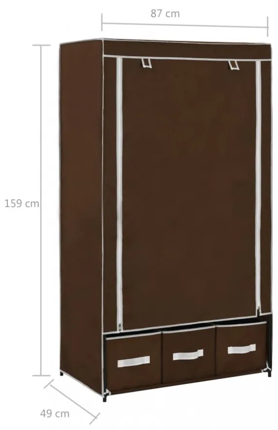 vidaXL barna szövet ruhásszekrény 87 x 49 x 159 cm