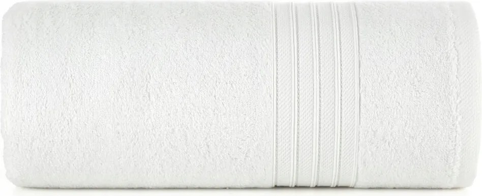 Fürdőlepedő 50x90 modálból, dekoratív csíkokkal, fehér