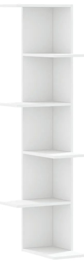 fehér szerelt fa fali sarokpolc 36,5 x 36,5 x 140 cm