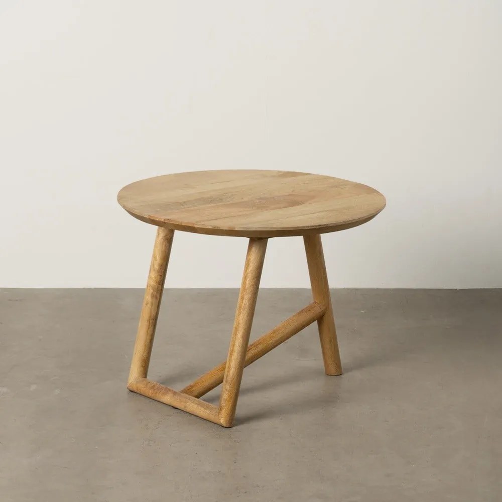 Natúr színű mangófa kerek dohányzóasztal ø 60 cm Mao – Ixia