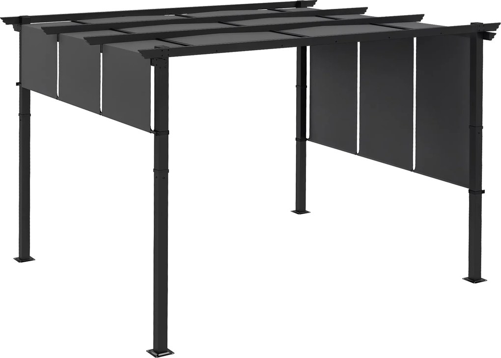 Outsunny Pergola kb. 3,5 x 3 m, Teraszfedés Oldalfallal, Kertbe, Teraszra, Sötétszürke | Aosom