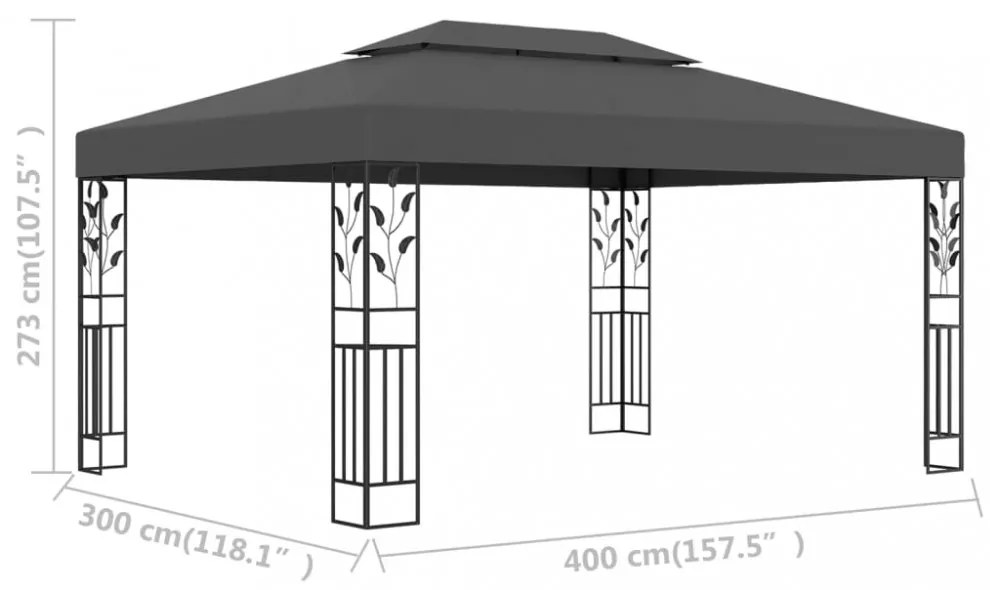 antracitszürke dupla tetős pavilon 3 x 4 m