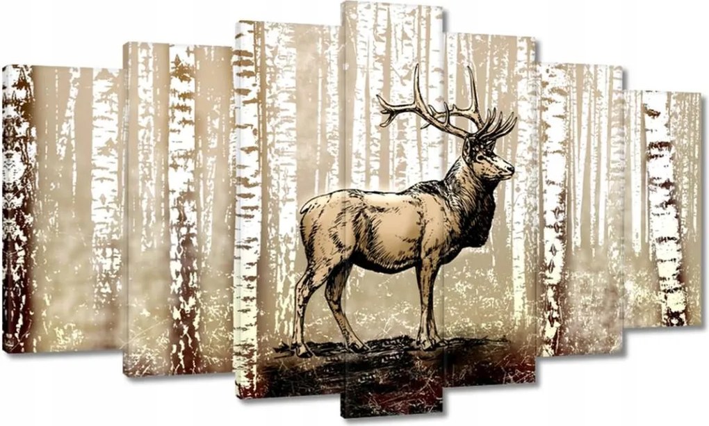 Vászonkép 140x80 Szarvas Nyírfa Erdő