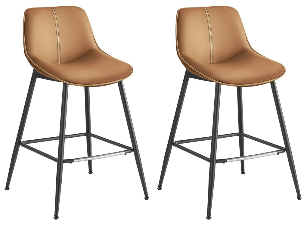 Bárszék szett 2db – karamell barna műbőr 62 cm MEGSZŰNT