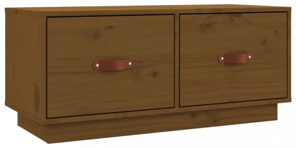 mézbarna tömör fenyőfa TV-szekrény 80 x 34 x 35 cm