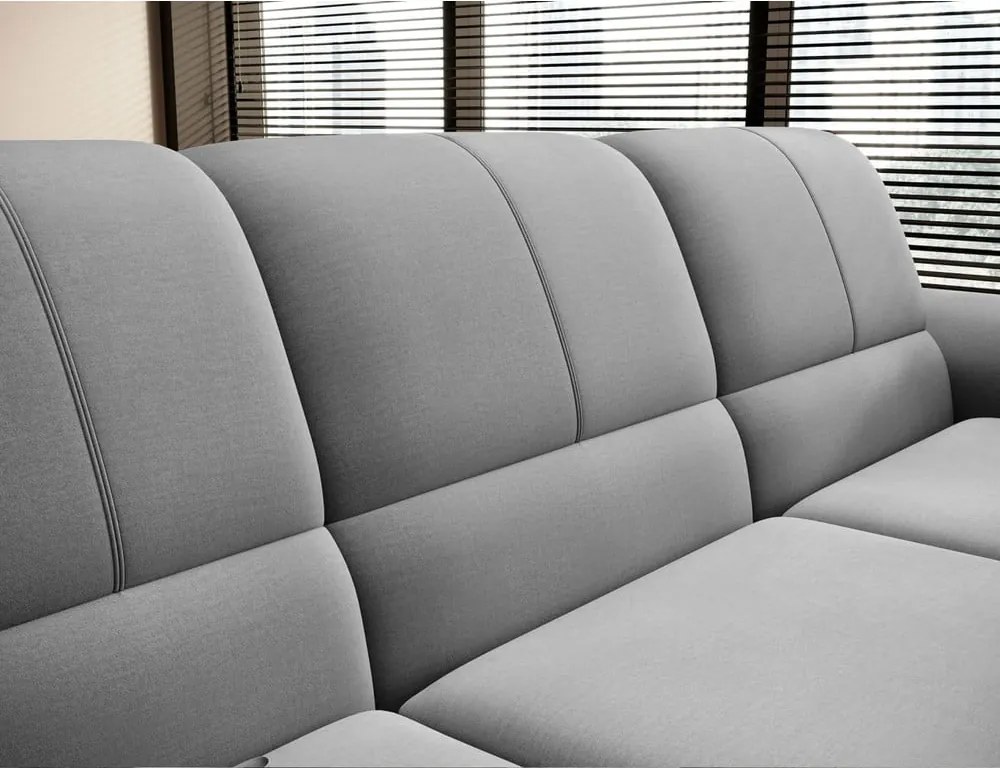 Szürke bársony kinyitható-tárolóhelyes sarokkanapé (bal oldali-L alakú) Siber – ELTAP