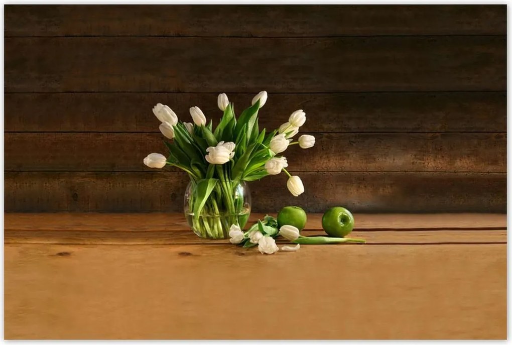 Poszterek 120x80 Fehér tulipánok vázában