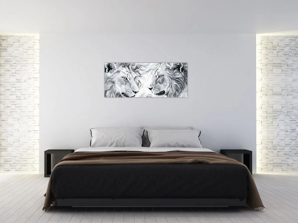 Kép - Rajzolt oroszlánfejek (120x50 cm)
