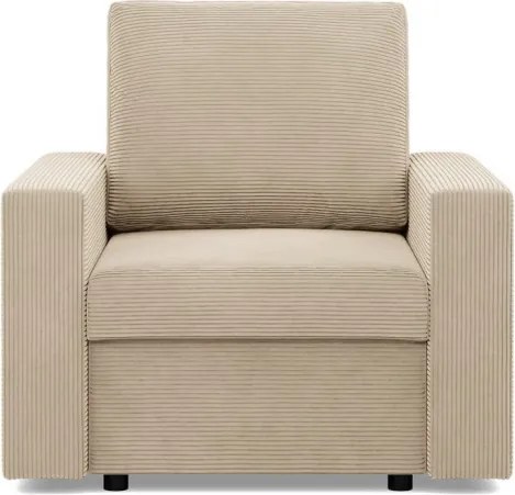 Zeus fotel, egyenes kartámasz, kordbársony, bonell töltet, bézs