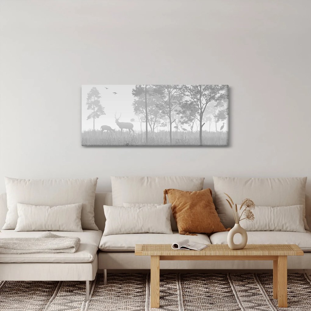 Kép - rét szarvasokkal (120x50 cm)