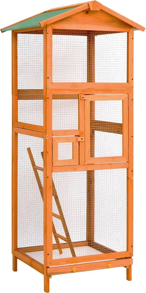 vidaXL tömör fenyőfa madárkalitka 68 x 62 x 166 cm