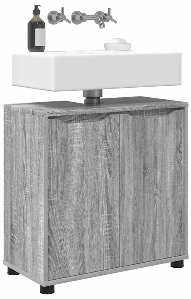 Fürdőszoba mosdószekrény Szürke Sonoma 60 x 30 x 60 cm Faanyag