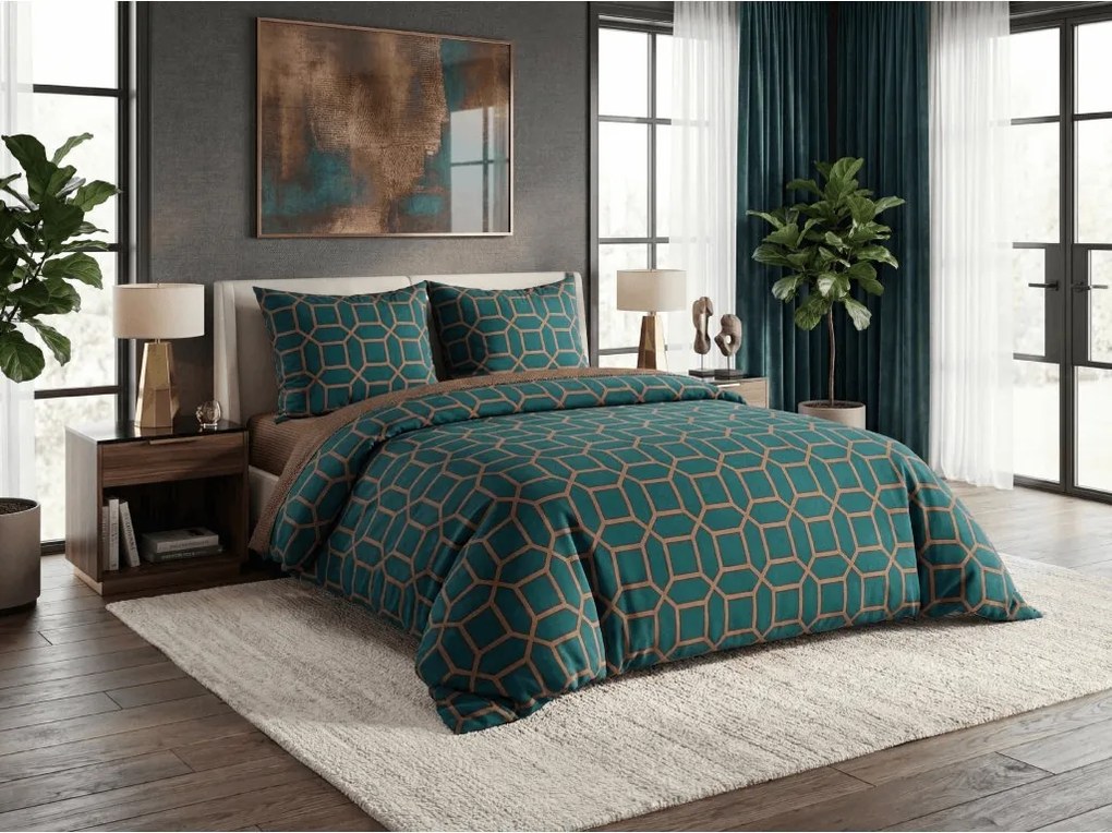 Mikroszálas flanel ágyneműhuzat KERNAL zöld Ágyneműhuzat mérete: 2 db 70 x 90 cm | 200 x 220 cm