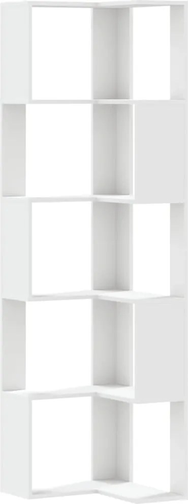vidaXL 5 szintes fehér szerelt fa sarok könyvespolc 50 x 50 x 179 cm