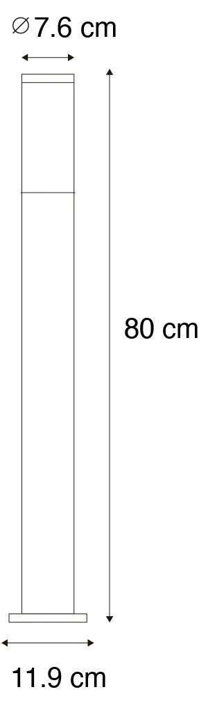 Modern fekete kültéri oszloplámpa 80 cm IP44 - Rox