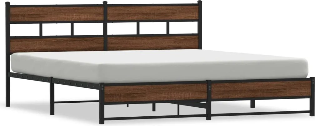 vidaXL barna tölgy színű fém ágykeret matrac nélkül 180 x 200 cm