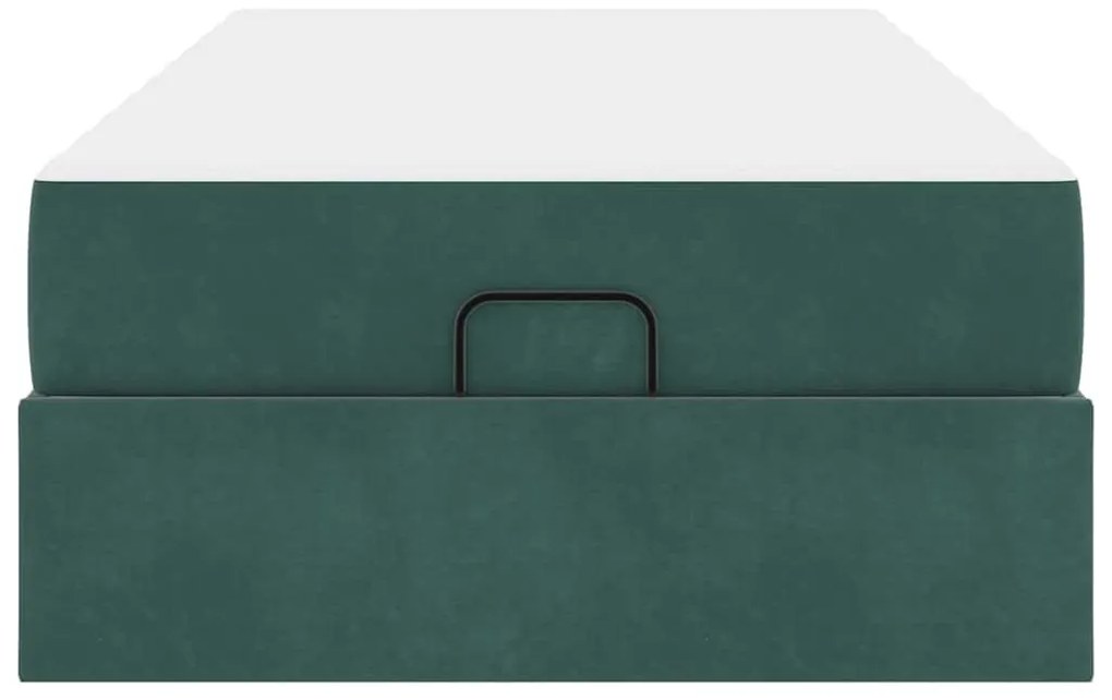 Ágykeret matracmal tárolóval Sötétzöld 80 x 200 cm Bársony