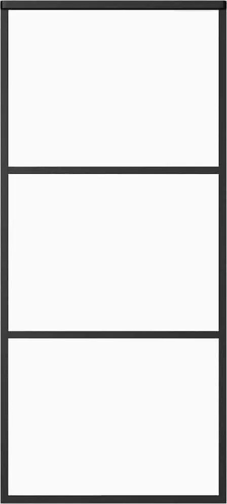 vidaXL fekete ESG üveg és alumínium tolóajtó 90 x 205 cm
