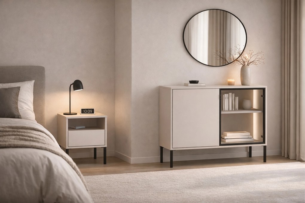 Harmona éjjeliszekrény 40 cm fiókkal - kasmír