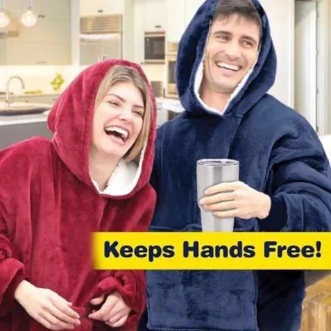 VERK Ujjakkal és kapucnival ellátott takaró - Huggle Hoodie - szürke