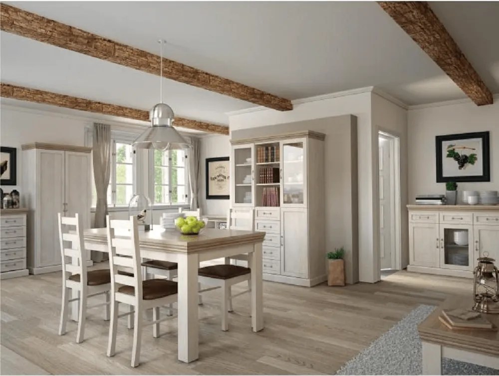 vitrines szekrény, északi sosna/vadtölgy, ROYAL W4D