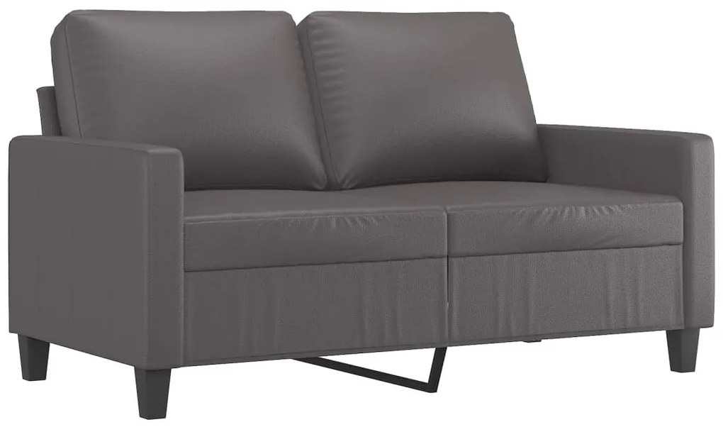 2 személyes szürke műbőr kanapé 120 cm