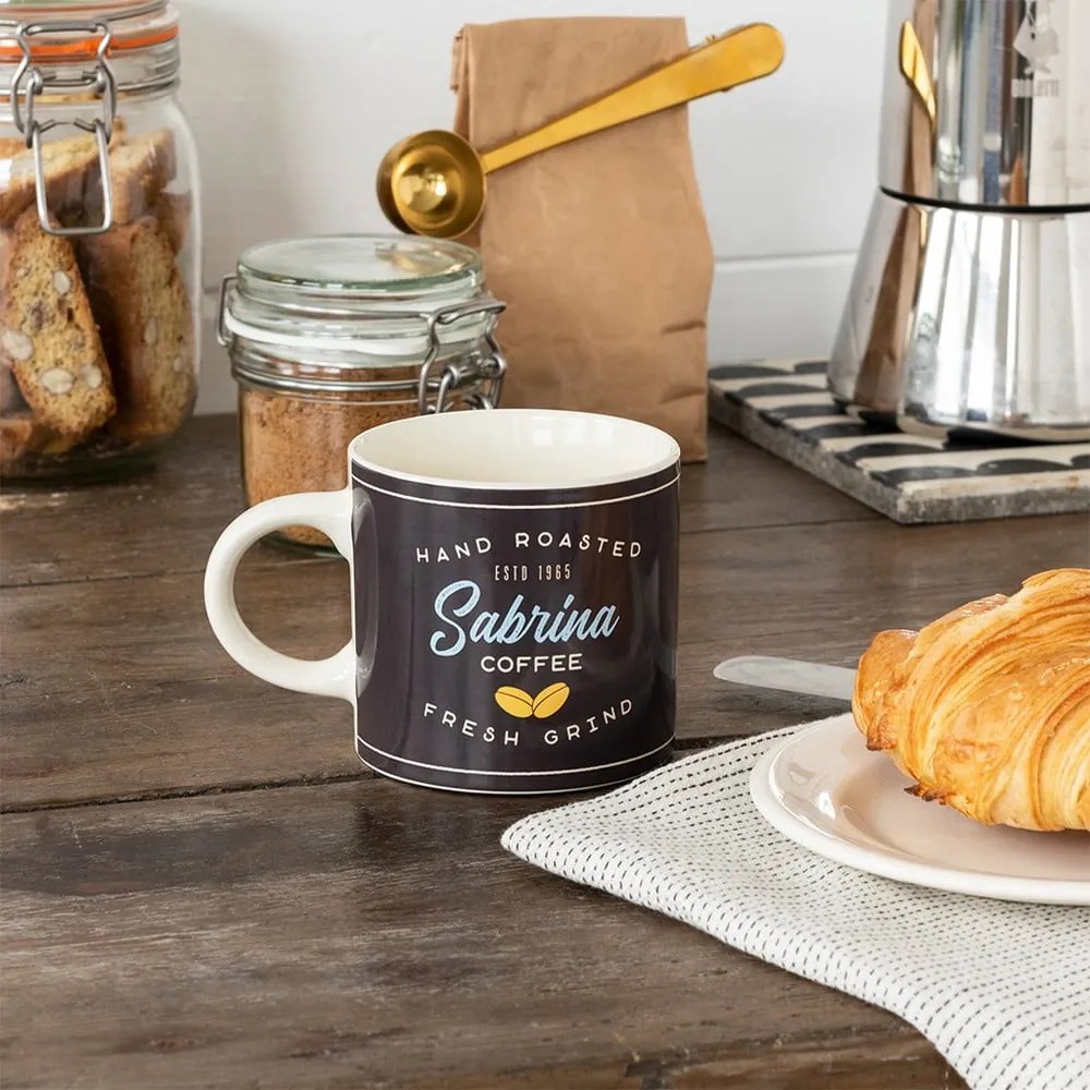 Antracitszürke-krémszínű kerámia bögre 350 ml Sabrina – Rex London