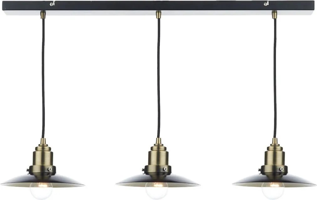 DAR LIGHTING HAN0354 HANNOVER Többágú Függesztett Lámpa Antik Sárgaréz, Fekete E27 IP20