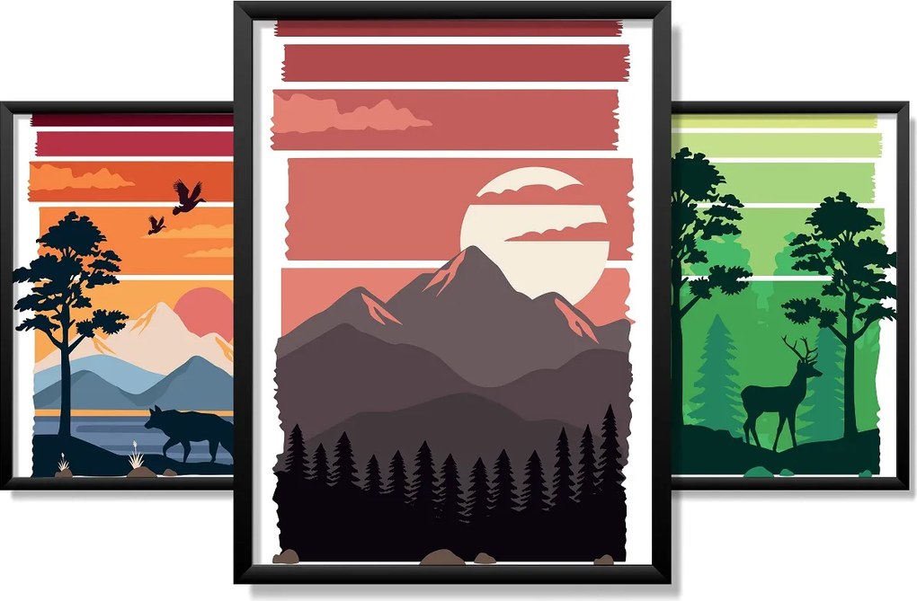 Vászonkép Keretben 90x40cm Modern Wild Nature minta