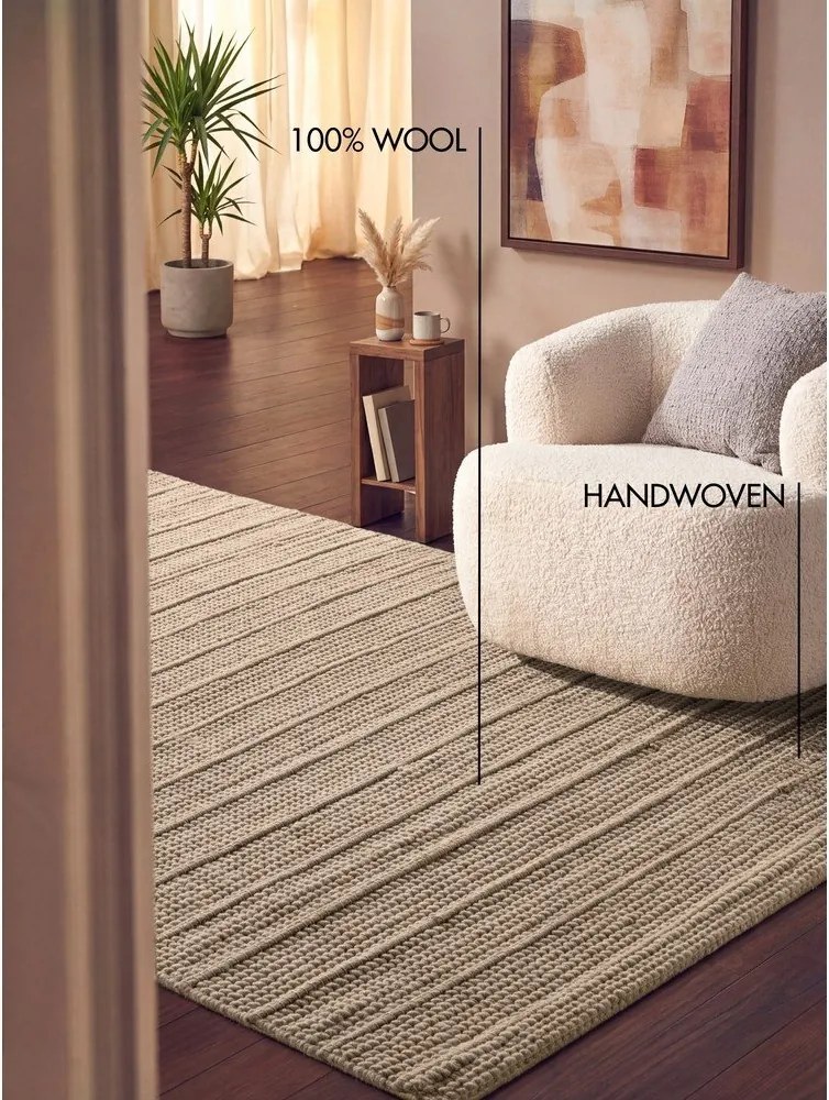 Bézs kézi szövésű gyapjú szőnyeg 120x170 cm Camden Parker – Ted Baker
