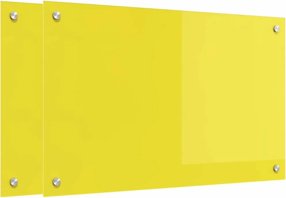vidaXL Konyhai splashback 2 pcs Sárga 80 x 50 cm edzett üveg