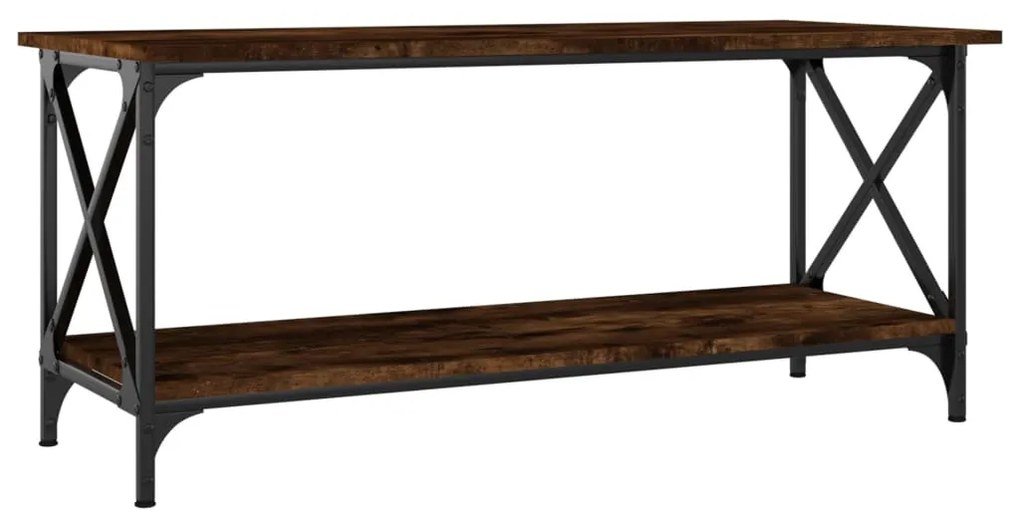 Füstös tölgy szerelt fa és vas dohányzóasztal 100 x 45 x 45 cm
