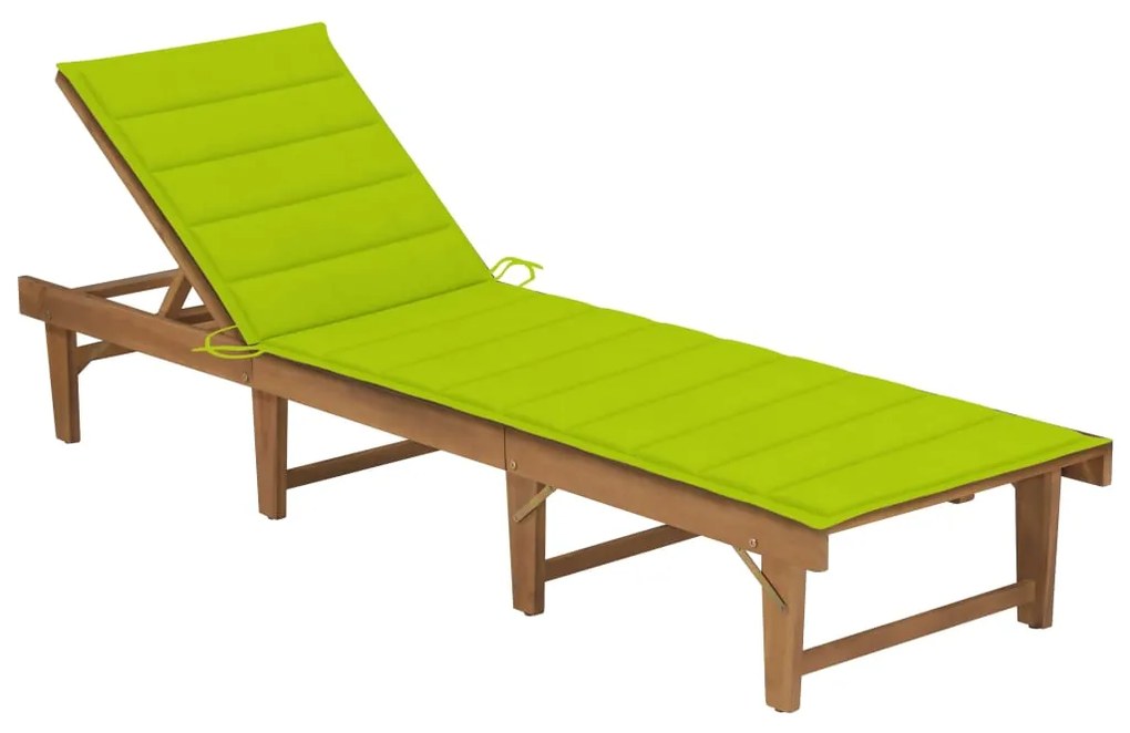 vidaXL összecsukható tömör akácfa napozóágy párnával