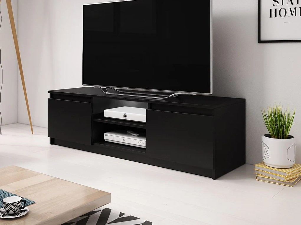TV szekrény Zekazo (fekete grafit) (fehér LED világítás). 1106286
