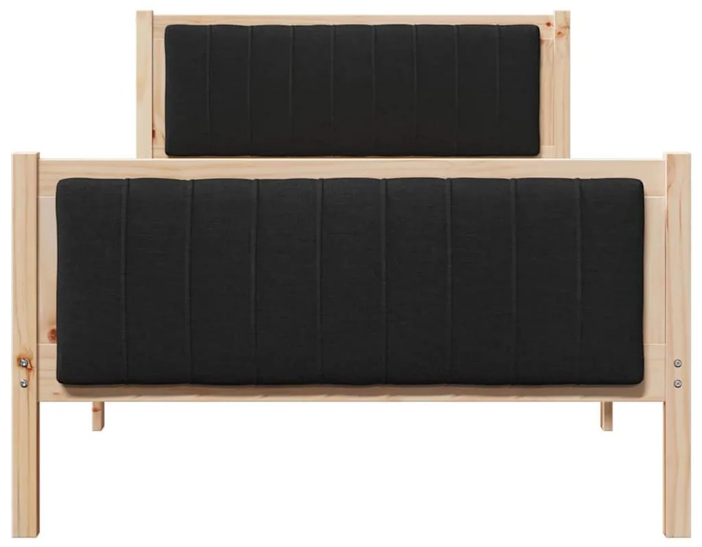 Ágykeret fejtámlával Barna és fekete 100 x 200 cm Tömör fenyőfa