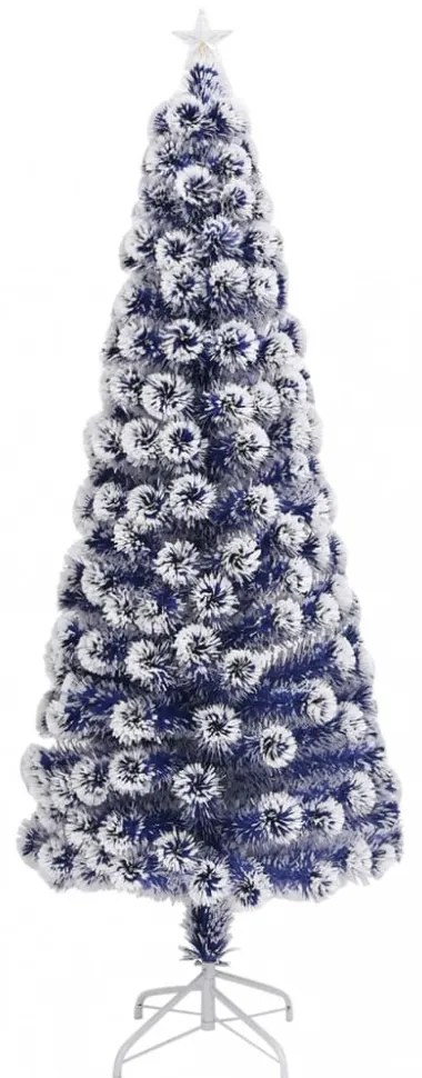 fehér és kék száloptikás megvilágított műkarácsonyfa 210 cm