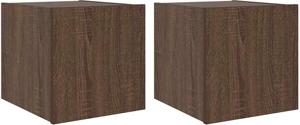 vidaXL 2 db barna tölgyszínű fali TV-szekrény LED-del 30,5x35x30 cm