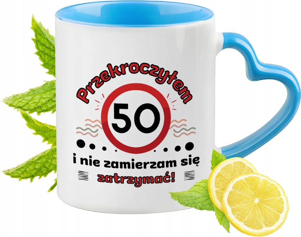 Születésnap 50 50-es 50-es évek Kék Bögre Szív Alakú Füllel Ajándék