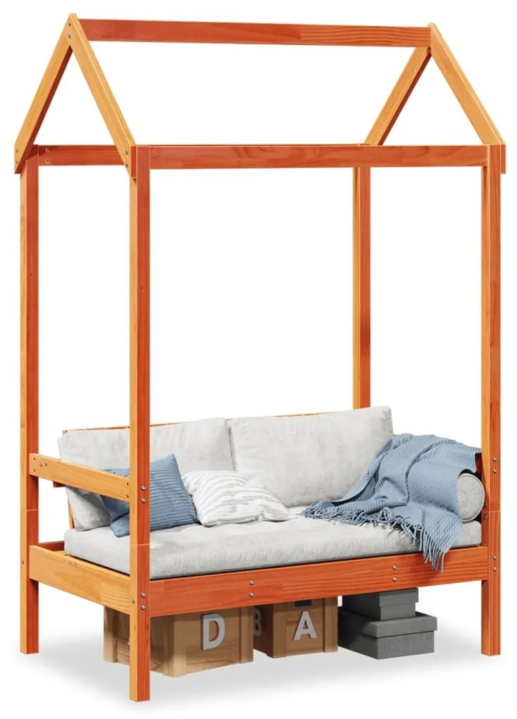 viaszbarna tömör fenyőfa pad tetővel 117,5 x 70 x 176,5 cm