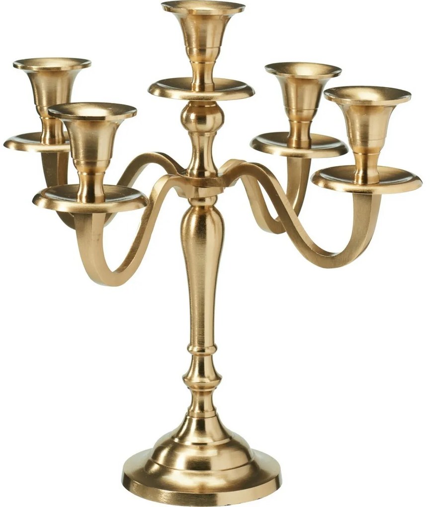 Fém gyertyatartó 5 karos 29x29x30 cm, szín: arany,dekoráció 1