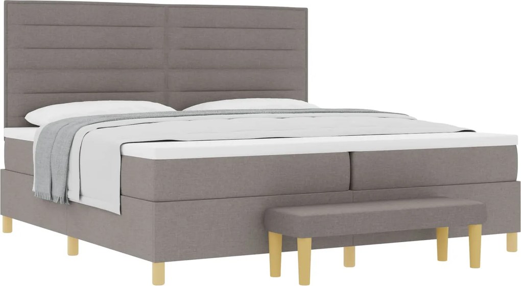 vidaXL Boxrugós ágy matracmal fejtámlával Tópszínű 200 x 200 cm szövet