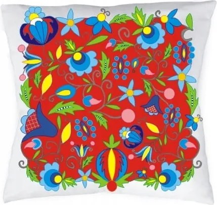 Folk Párna népi mintás, piros