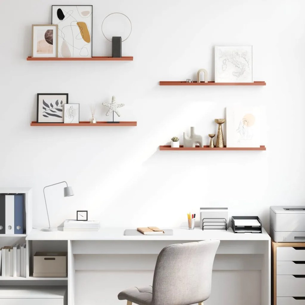 vidaXL Falpolc polcokkal tárolóval 4 pcs Piros 80 x 9 x 3 cm Faanyag