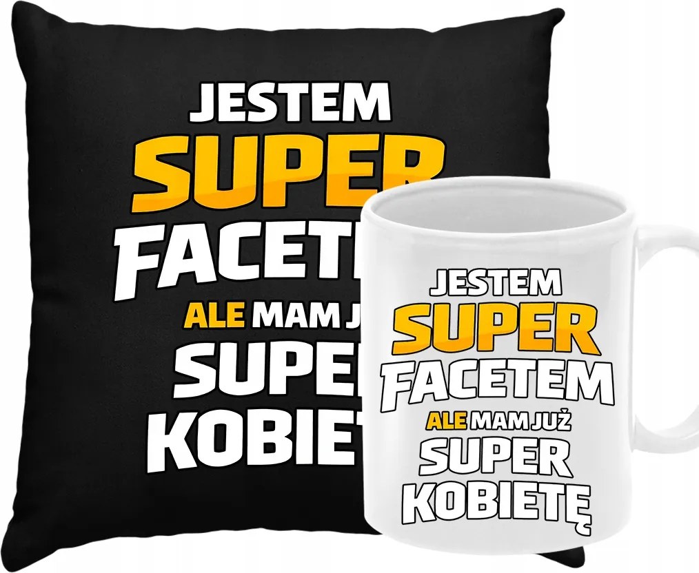 Párna Bögre Szett Szuper Férfi Vagyok Ajándék Férjnek Kollégának