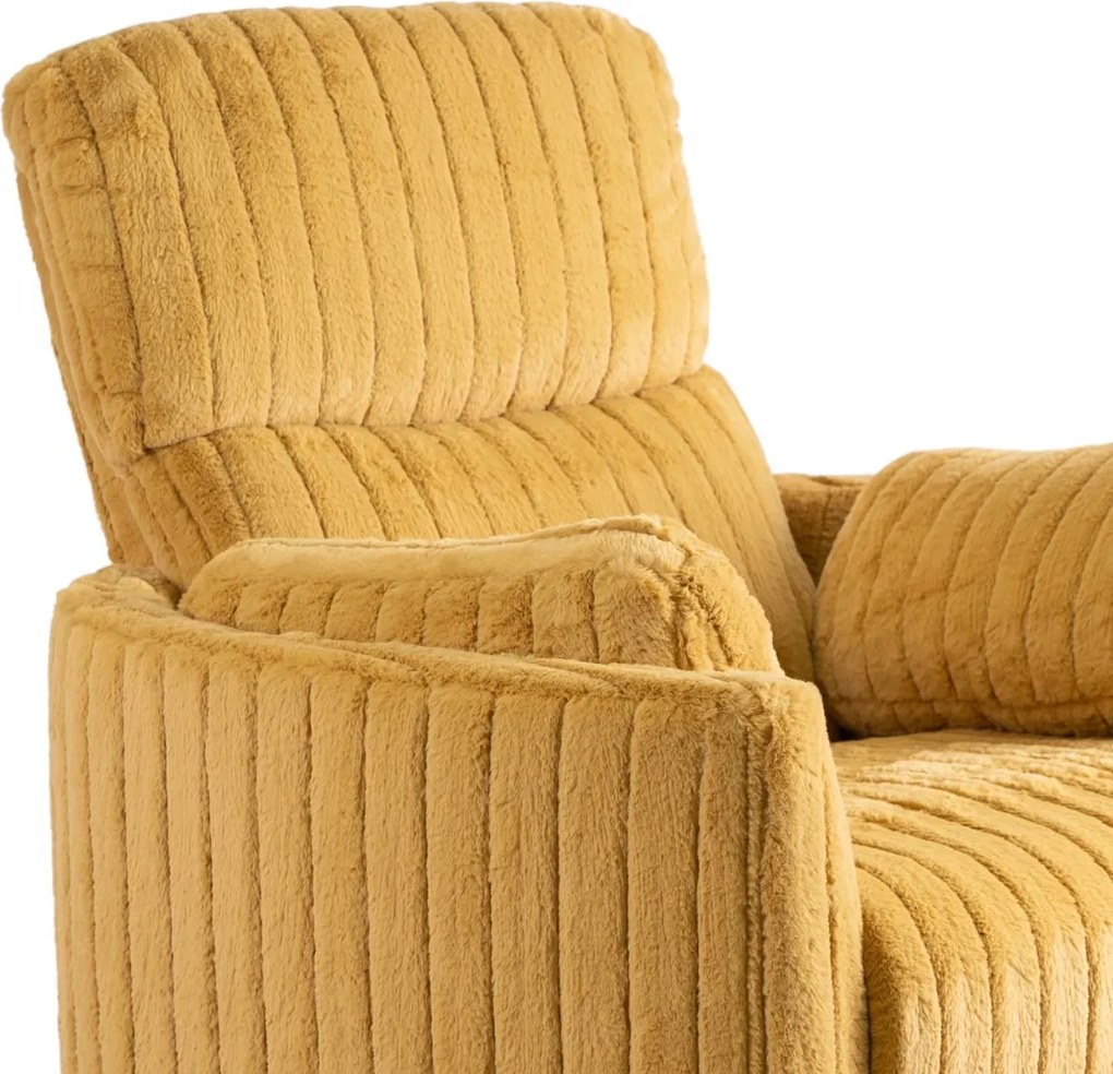 Dönthető fotel mustársárga plüss szövet, RAUL