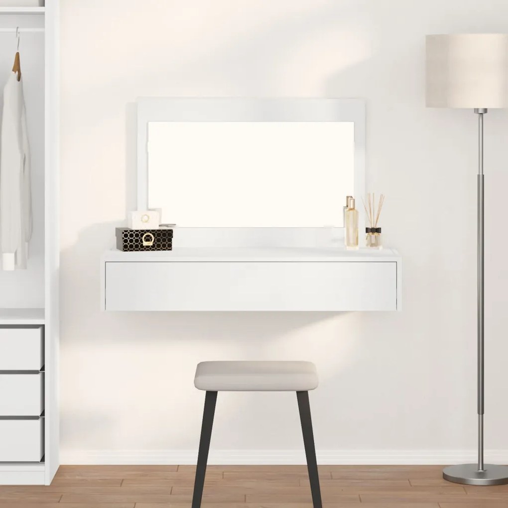Fali Sminkasztal Fehér 100x40x70 cm