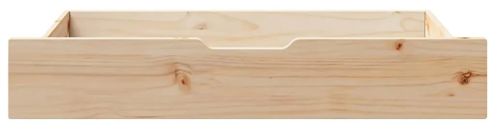 2 db tömör fenyőfa ágy alatti fiók kerékkel 95 x 55 x 17 cm