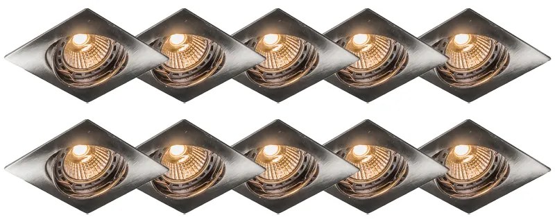 Modern süllyesztett spotlámpa acél dönthető, 10 db-os készlet - Edu