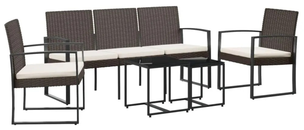 vidaXL 5 részes barna polyrattan kerti étkezőgarnitúra párnákkal