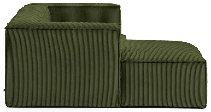 Zöld kordbársony sarokkanapé (bal oldali) Blok – Kave Home